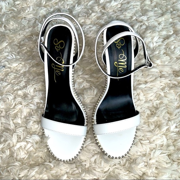 🛍SALE 🛍Fashion Nova White Studded Sandal Heel - Picture 7 of 13